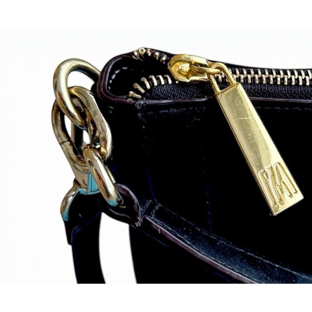 Antonio Melani Black Genuine Leather Medium Square Crossbody Purse Handbag Bag - Picture 5 of 8